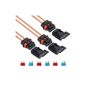 Recoil ATC/ ATO zekering houder met kapje 12AWG 2.5mm2, 3x incl. 3x 10A & 3x 15A zekering