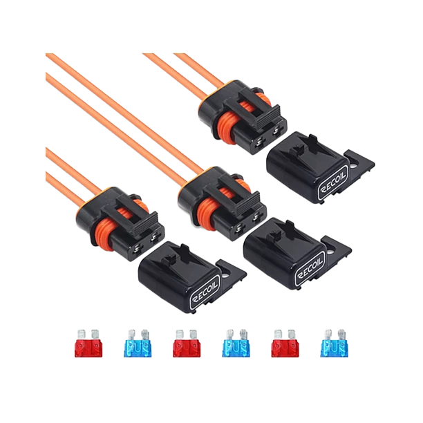 Recoil ATC/ ATO zekering houder met kapje 16AWG 1.5mm2, 3x incl. 3x 10A & 3x 15A zekering