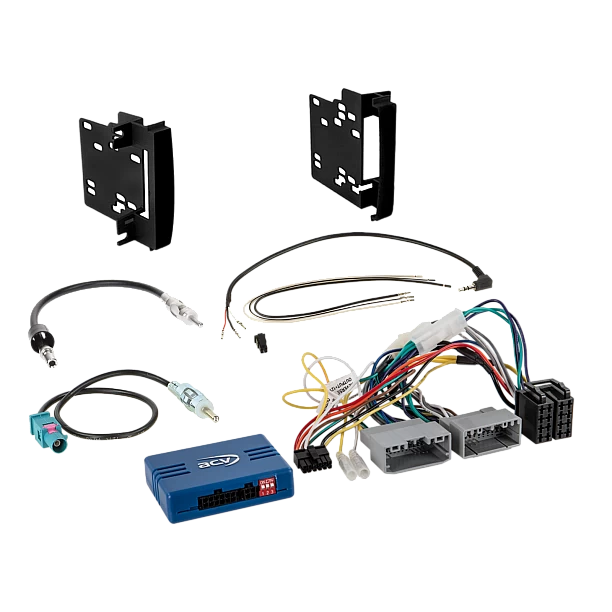 2-DIN Kit Dodge/ Jeep/ Chrysler stuurwielbediening met geluid bediening, multilead en 2 antenne adap