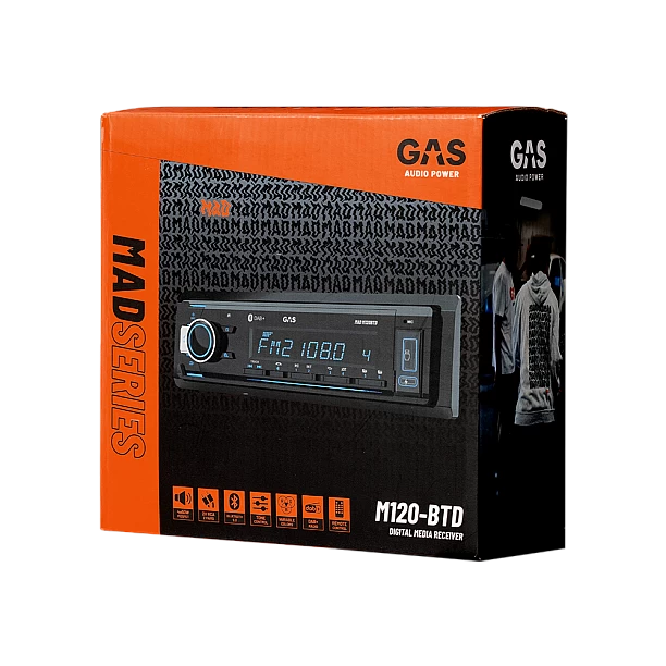 MAD M120BTD 1-DN BT, USB, AUX, DAB