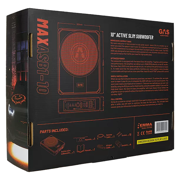 GAS MAX Level 1 Amplified Underseat Subwoofer 10 GAS MAX Level 1 Amplified Underseat Subwoofer 10