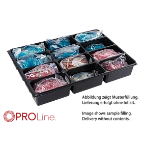 PROline Werkplaatskast assortiments bak, 12 vakken - inleg tray ten behoeve lade 335x238x45mm